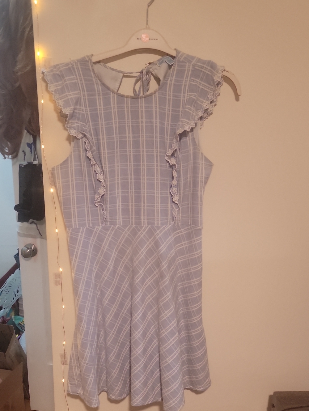 Draper James blue stripe ruffle sleeves dress